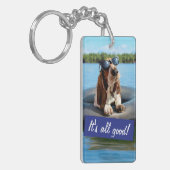 Basset Hond in zonnebril Sleutelhanger (Voorkant Links)