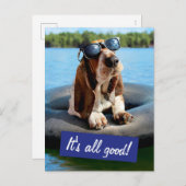 Basset Hond in zonnebril Uitnodiging Briefkaart (Voorkant / Achterkant)