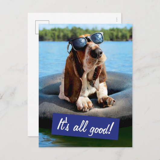 Basset Hond in zonnebril Uitnodiging Briefkaart (Voorkant / Achterkant)