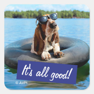 Basset Hond in zonnebril Vierkante Sticker