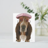 Basset hond in zonnebrillen en pet briefkaart (Staand voorkant)
