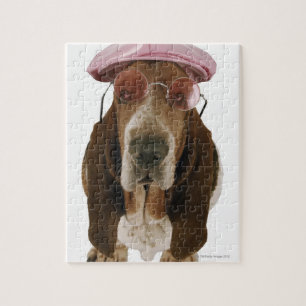 Basset hond in zonnebrillen en pet legpuzzel
