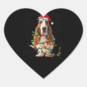basset hond kerstmis grappige hondshond hart sticker