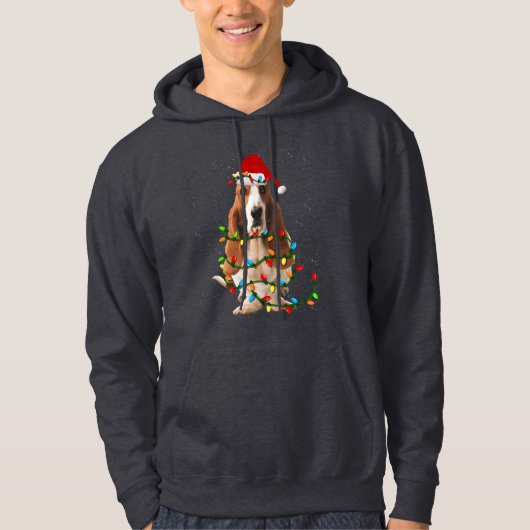 basset hond kerstmis grappige hondshond hoodie (Voorkant)