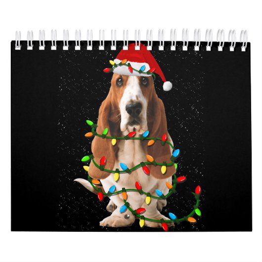 basset hond kerstmis grappige hondshond kalender (Hoes)