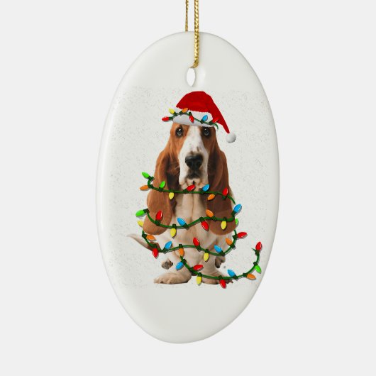basset hond kerstmis grappige hondshond keramisch ornament (Rechts)