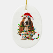 basset hond kerstmis grappige hondshond keramisch ornament (Voorkant)