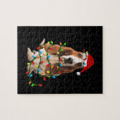 basset hond kerstmis grappige hondshond legpuzzel (Horizontaal)