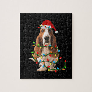 basset hond kerstmis grappige hondshond legpuzzel