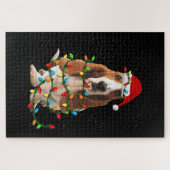 basset hond kerstmis grappige hondshond legpuzzel (Horizontaal)