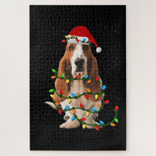 basset hond kerstmis grappige hondshond legpuzzel