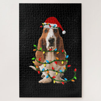 basset hond kerstmis grappige hondshond legpuzzel