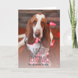 basset hond, Kerstmis, Kerstmislichten Feestdagen Kaart