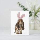 Basset hond met bunny-oren briefkaart (Staand voorkant)