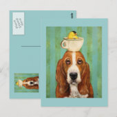 Basset hond met goudvink in briefkaart van theeopj (Voorkant / Achterkant)