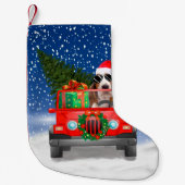 "basset hond met kerstcadeaus kleine kerstsok (Voorkant)