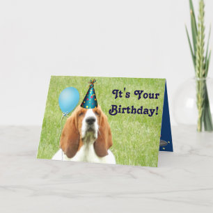 Basset Hond met pet van feestdag Kaart