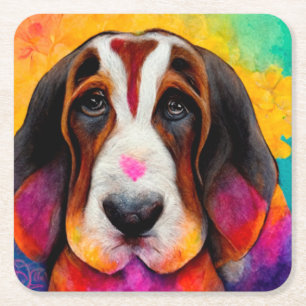 Basset hond schattige hond kartonnen onderzetters