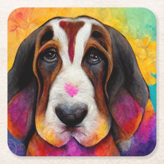 Basset hond schattige hond kartonnen onderzetters (Voorkant)