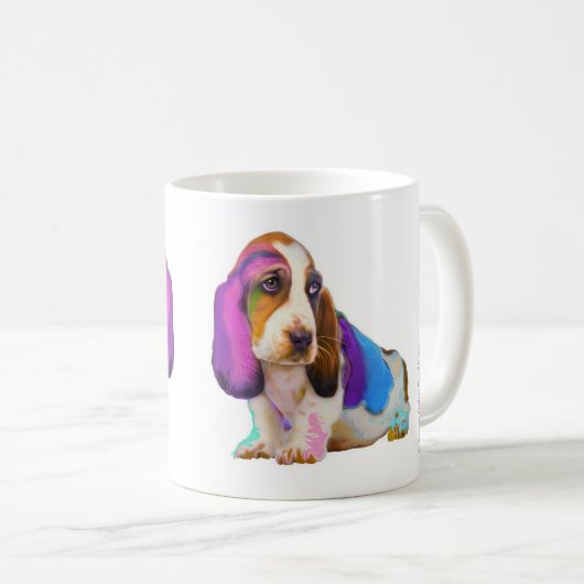 Basset Hond vol kleuren Mok (Voorkant rechts)