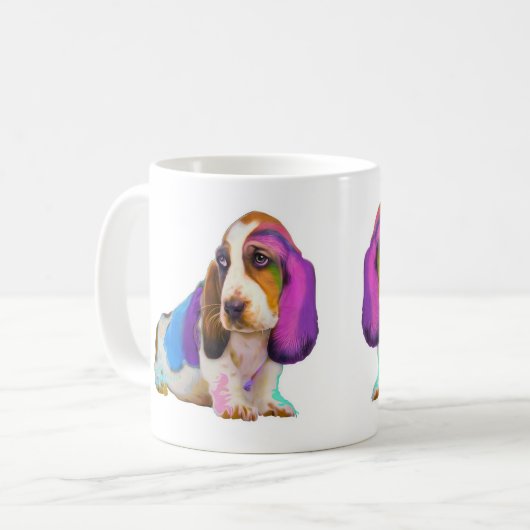 Basset Hond vol kleuren Mok (Voorkant links)