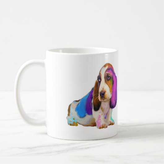 Basset Hond vol kleuren Mok (Links)