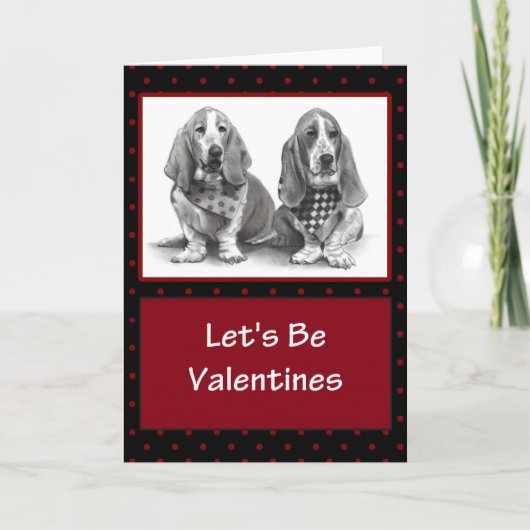 BASSET HONDEN VALENTIJNS: Het Kunstwerk van het Feestdagen Kaart (Voorkant)