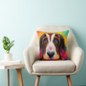 Basset hondshond schattige, kleurrijke kussen (Stoel)