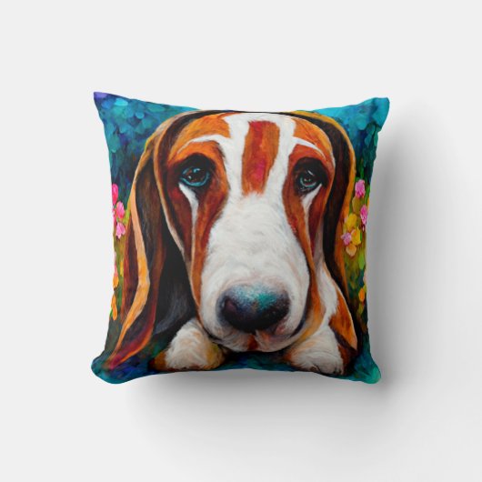 Basset hondshond schattige kussen (Voorkant)