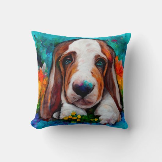 Basset hondshond schattige kussen (Voorkant)