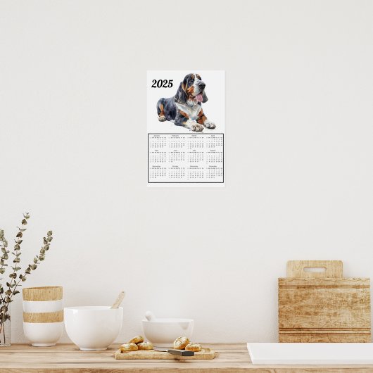 Basset Hound 2025 Kalender Poster (Keuken)