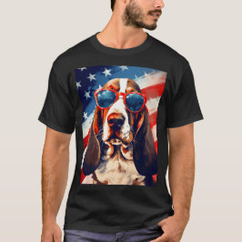 Basset Hound 4 juli Amerikaanse vlag T-shirt