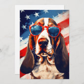 Basset Hound 4 juli Onafhankelijkheidsdag Feestdagenkaart (Voorkant / Achterkant)