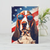 Basset Hound 4 juli Onafhankelijkheidsdag Feestdagenkaart (Staand voorkant)