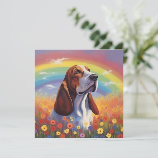 Basset Hound Aangepaste Hondennaam Regenboog Sympa (Staand voorkant)