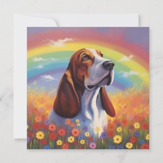 Basset Hound Aangepaste Hondennaam Regenboog Sympa (Voorkant)