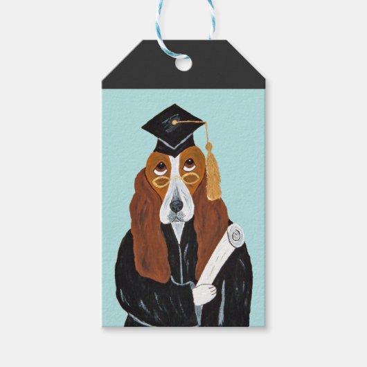 Basset Hound Afgestudeerde Cadeaulabel (Voorkant)