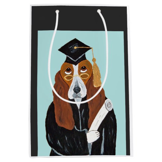 Basset Hound Afgestudeerde Medium Cadeauzakje (Voorkant)