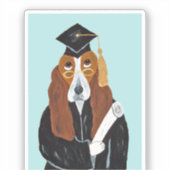 Basset Hound Afgestudeerde Sticker (Voorkant)