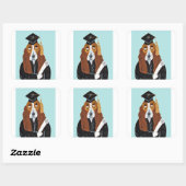 Basset Hound Afgestudeerde Vierkante Sticker (Vel)
