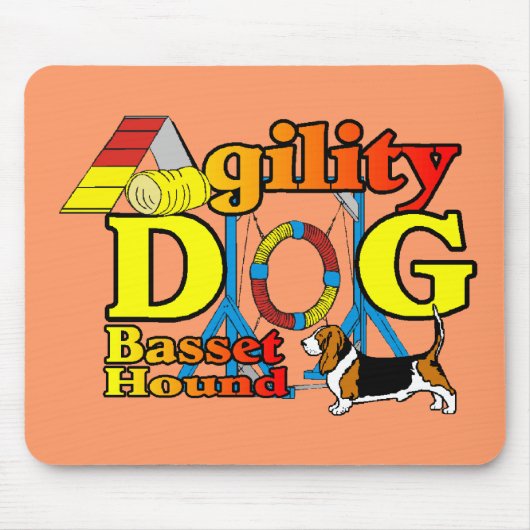 Basset Hound Agility Cadeaus Muismat (Voorkant)