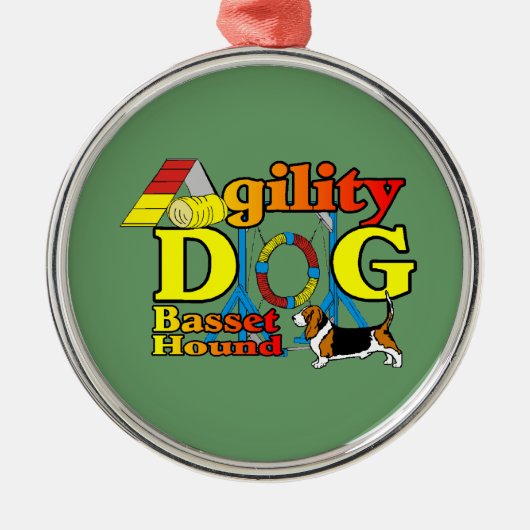 Basset_Hound_Agility Metalen Ornament (Voorkant)