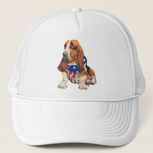 Basset Hound Amerikaanse Patriottisch Trucker Pet (Voorkant)