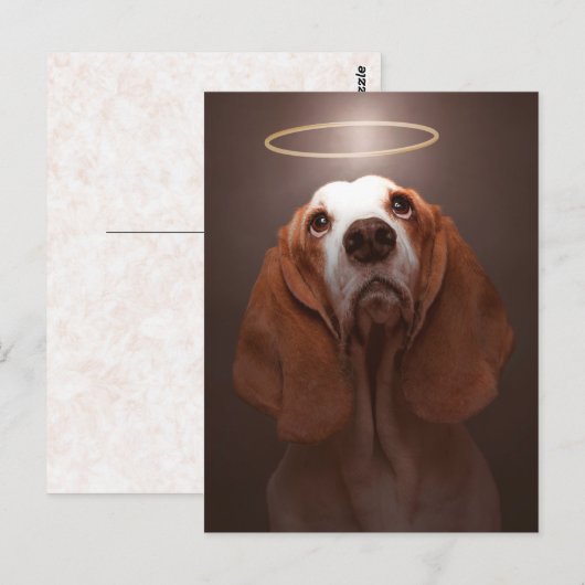 Basset Hound Angel Briefkaart (Voorkant / Achterkant)