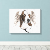 Basset Hound Angel Canvas Afdruk (Insitu (Houten vloer))