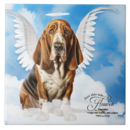 Basset Hound Angel Dog Gepersonaliseerd Gedenkteke Tegeltje