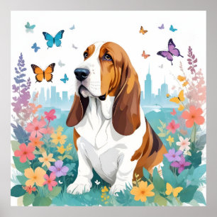 Basset Hound Animal Natuur City Street Art Poster