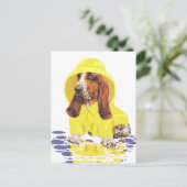 Basset Hound April Showers Briefkaart (Staand voorkant)