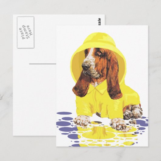 Basset Hound April Showers Briefkaart (Voorkant / Achterkant)