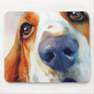 Basset hound aquarelportret muismat